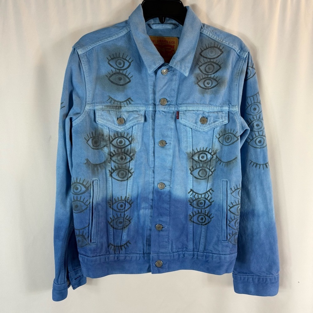 Levi Strauss Blue Ombre Denim Jacket with Eye Graphic Print size: S